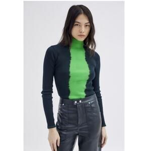 Urban Outfitters Tie Dye Green Black Women's Mock Neck Ribbed Top Sz S